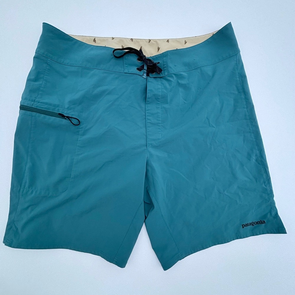 Patagonia Mens Hiking Board TATE Shorts Teal Recycled Polyester Sz Large